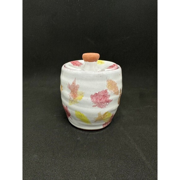 Studio Art Pottery Lidded Sugar Jar Handmade Bowl Pot Squirrel Painted Crayon - Picture 5 of 10